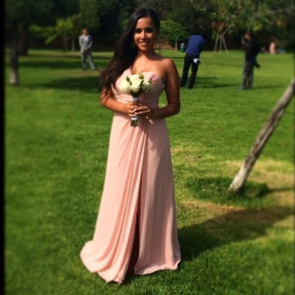 Watters & Watters Blush One Shoulder Gown